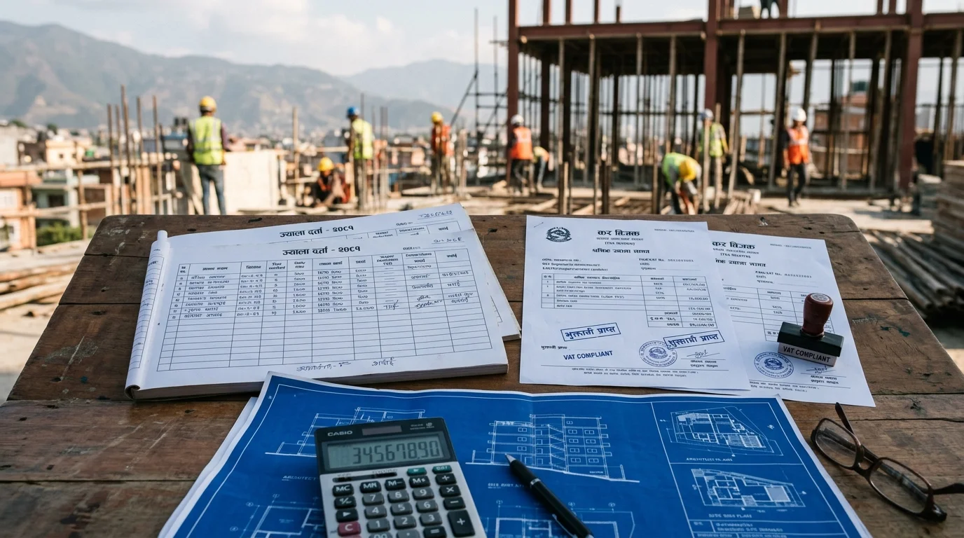VAT compliance documentation and wage registers for labor charges in Nepal