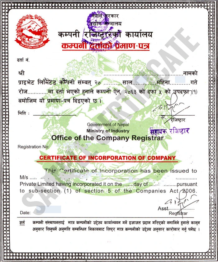 Company registration process, documents and fees in Nepal